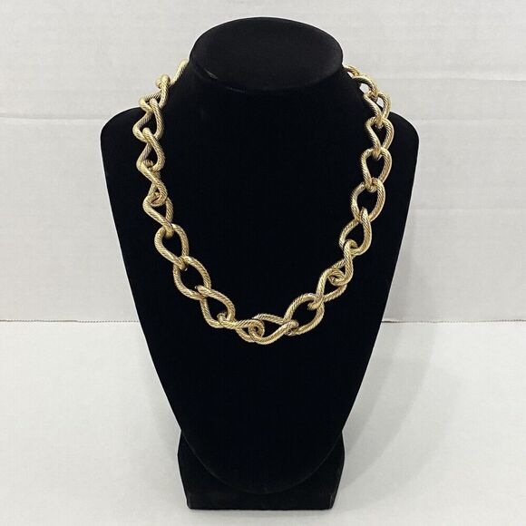 Monet Jewelry - Vintage Monet Gold Tone Textured Chunky Link Chain Choker Necklace